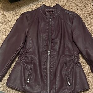 Women's Burgundy Leather Jacket